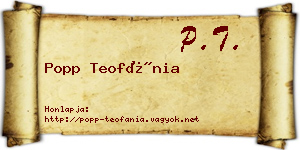 Popp Teofánia névjegykártya